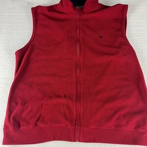 Lyle & Scott Men’s Fleece Vest Size XXL Sleeveless Full Zip Red Pockets Outdoor